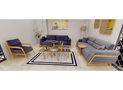 Blo-Gro Couche-Set Modern Couchen Designer 3-Sëtzer Luxus Fauteuil