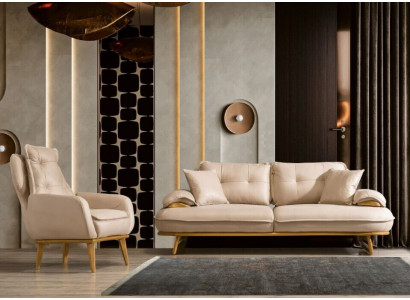 Modern Canapé-Set Designer 3-Sëtzer Luxus Polstersessel 3+1 Set
