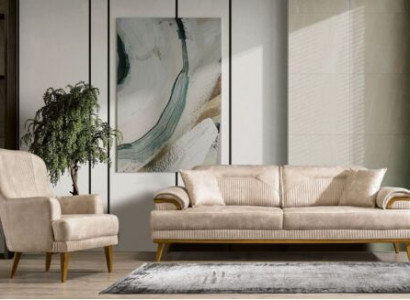 Beige Wunnzëmmer Sëtzgruppe Designer Sofagarnitur Polster 3+1 Sitzer