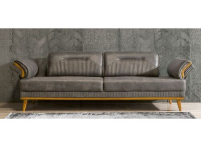 Grau Këssen 3-Sëtzer Wunnzëmmer Dräisëtzer Canapé Luxus Textil Couch