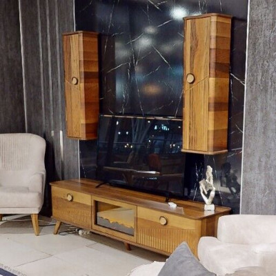 Stilvollen hellbrongen TV-Lowboard Designer RTV Wunnzëmmer Sideboard