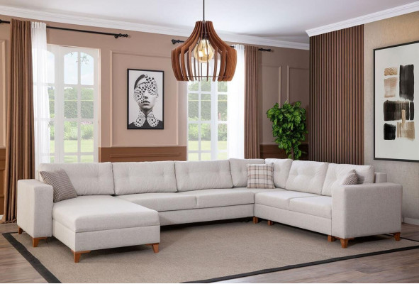 Stilvollt Wunnzëmmer U-Form Sofa Designer Ecksofa Luxus Edelt Couchen