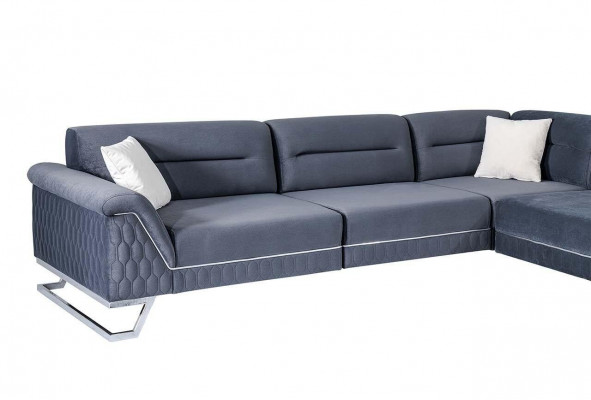 Stilvoll Gro L-Form Canapé Wunnzëmmer Designer Stoffcanapé Eckcanapé Nei