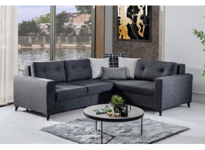 Donkelgraut Polstersofa Designer Eckssofa Bettfunktioun Wunnzëmmer Sofa