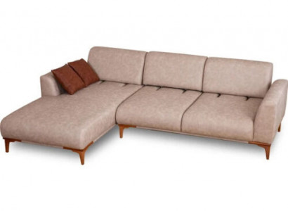 Beige L-Form Eckcouch Wunnzëmmer Designer Canapé Luxus Sëtzmiwwelen Nei