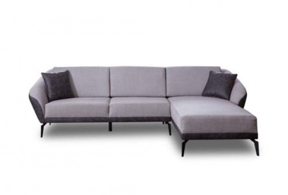 Wäiss-Gro L-Form Wunnzëmmer Stoffsofa Designer Ecksofa Textil Miwwelen