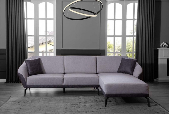 Wäiss-Gro L-Form Wunnzëmmer Stoffsofa Designer Ecksofa Textil Miwwelen