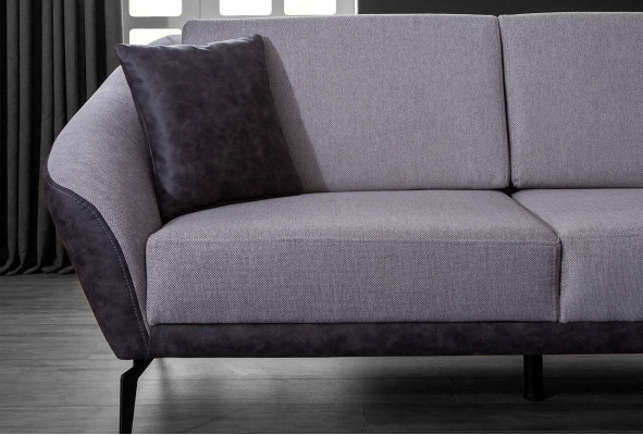 Wäiss-Gro L-Form Wunnzëmmer Stoffsofa Designer Ecksofa Textil Miwwelen