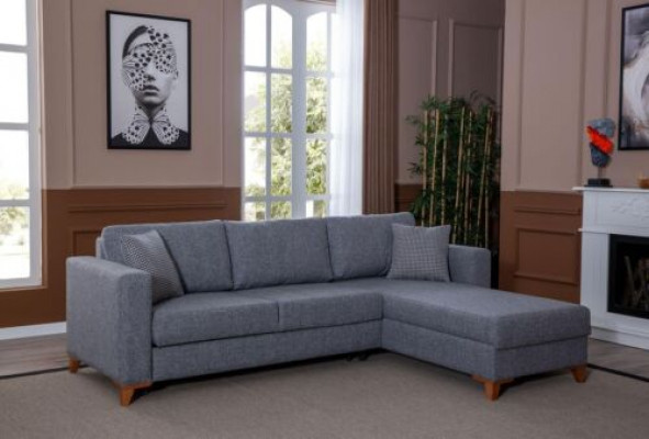 Stilvollt Graut Polstersofa Designer Ecksofa Wunnzëmmer Sëtz-Couch Nei