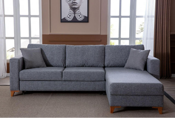 Stilvollt Graut Polstersofa Designer Ecksofa Wunnzëmmer Sëtz-Couch Nei