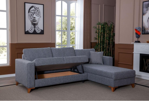 Stilvollt Graut Polstersofa Designer Ecksofa Wunnzëmmer Sëtz-Couch Nei