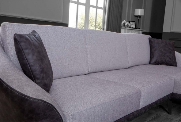 Wäiss-Gro L-Form Wunnzëmmer Stoffsofa Designer Ecksofa Textil Miwwelen