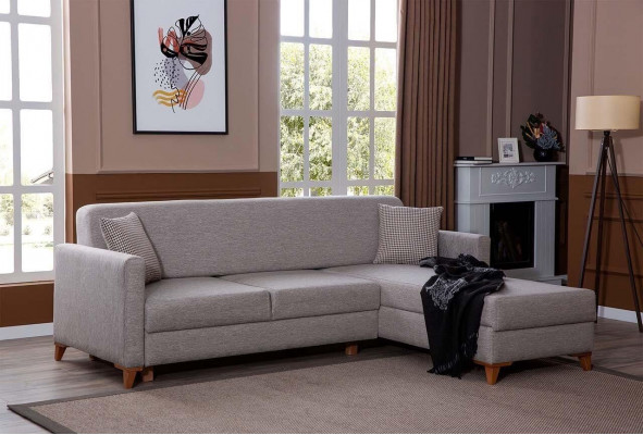 Hellgréng Stoffcanapé Wunnzëmmer Designer Couch Luxus Eckcanapé Nei