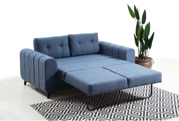 Hellbloen Zweisëtzer Wunnzëmmer Designer 2-Sëtzer Luxus Stoffsofa Nei