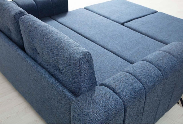 Hellbloen Zweisëtzer Wunnzëmmer Designer 2-Sëtzer Luxus Stoffsofa Nei
