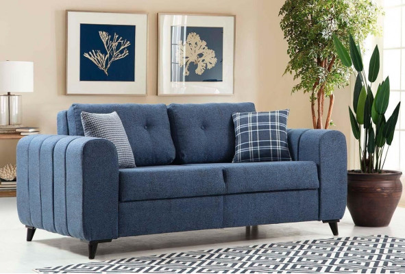 Hellbloen Zweisëtzer Wunnzëmmer Designer 2-Sëtzer Luxus Stoffsofa Nei