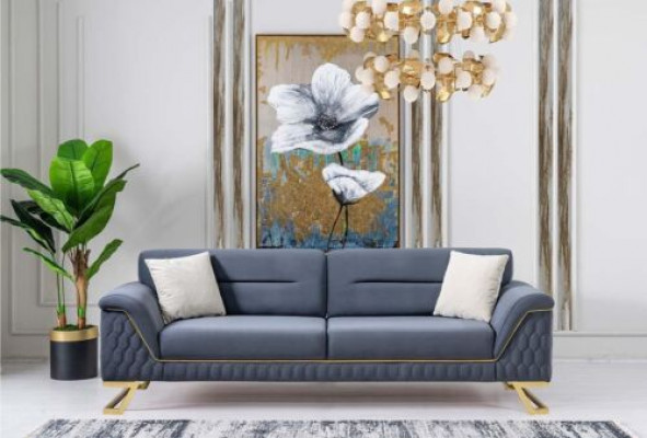 Bloen Designer-Wunnzëmmer Edelstol 3-Sëtzer Modern Luxus Miwwelen Neit