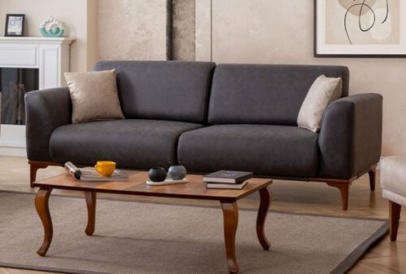 Grau Kënschtlieder Lieder Wunnzëmmer Designer Couch Luxuriéise 3-Sëtzer