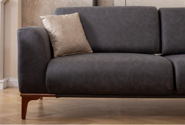 Grau Kënschtlieder Lieder Wunnzëmmer Designer Couch Luxuriéise 3-Sëtzer