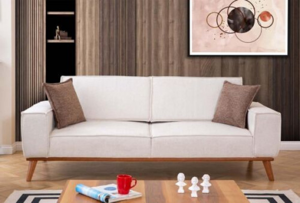 Wäiss Polsterkanapé Wunnzëmmer Designer Stoffskanapé Luxus Edel Sëtzmiwwel
