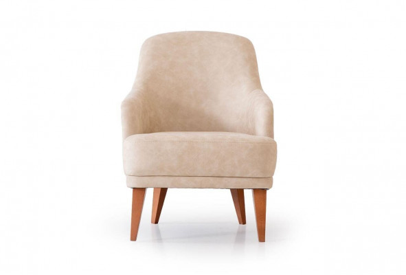 Beige Ledersëtz Wunnzëmmersessel Designer 1-Plaz Miwwelen Nei