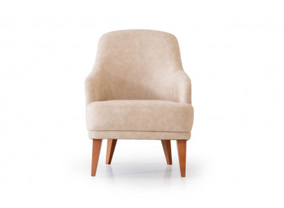 Beige Ledersëtz Wunnzëmmersessel Designer 1-Plaz Miwwelen Nei