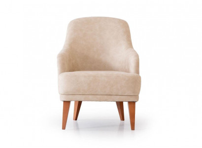 Beige Ledersëtz Wunnzëmmersessel Designer 1-Plaz Miwwelen Nei