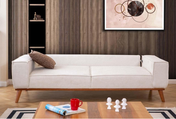 Wäiss Polsterkanapé Wunnzëmmer Designer Stoffskanapé Luxus Edel Sëtzmiwwel