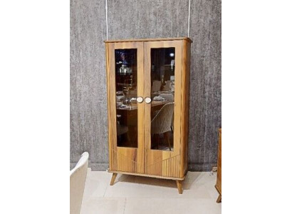 Robust Holzvitrinn Designer 2-Dieren Glasvitrinn Glasschafstil Edel Miwwelen