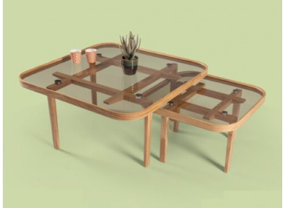 Modern Holzdëscher Designer Wunnzëmmer Sofa Dëscher Luxuriéis Glasdëscher