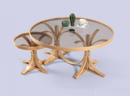 Hellbrong Wunnzëmmer Coupëlltischen Designer Ronnen Sofatëscher 2-Stéck Set