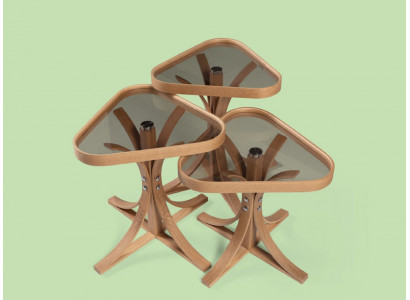 Exklusiv dräieckeg Niewentische Designer 3x Wunnzëmmer Holztischen