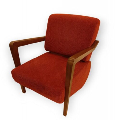Modernt roude gepolsterten Fotell Wunnzëmmer Eenzelstull Designer Sëtzmöbel