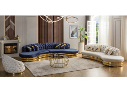Modern Chesterfield Sofagarnitur Luxuriéise Véiersëtzer 3-Sëtzer Fotell
