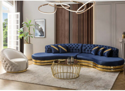 Sofa Garniture Polstermöbel Blo 2x 4-Sëtzer Sofasen Sesselen Luxus Stuff