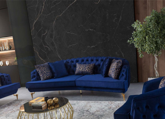 Modern blo Zouwankompositioun Luxuriéis Véiersëtzer Textilsofaen Véiersëtzer