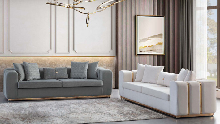 Wäiss-Gro Polstersëtzdesigner 4-Sëtzer 2x Polstercouchën Luxus Miwwelen