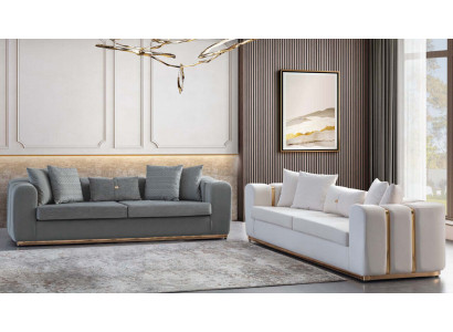 Wäiss-Gro Polstersëtzdesigner 4-Sëtzer 2x Polstercouchën Luxus Miwwelen