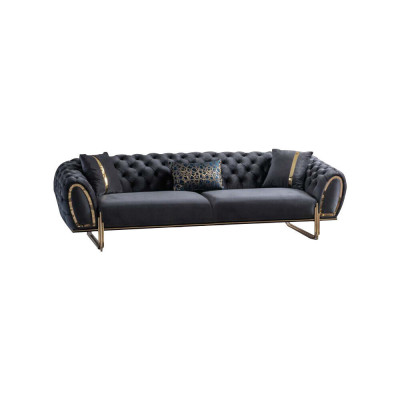 Chesterfield Schwaarz Gepolstert Sofa Set Modern Sofae Luxus Couch Nei