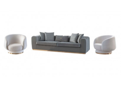 Grau-wäisse Wunnzëmmer Sëtz-Set Luxuriéis gestoppt Couchen 4 Sëtzer Fauteuil