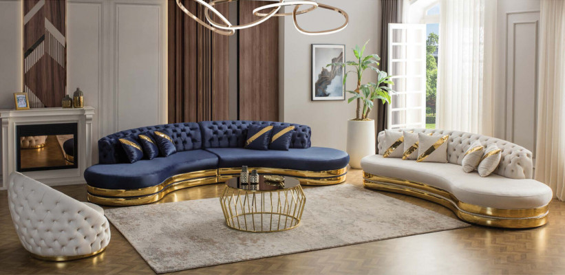 Blo hallefkreestfërmegt Chesterfield Sofa Designer Wëssen Armstull 2tlg Set Neit