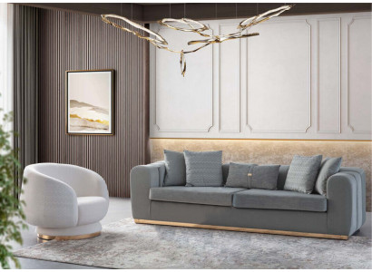 Grau-wäisst Sofa-Set Wunnzëmmer Véiersëtzerg Couch Luxus-Sëtz 2 Stéck