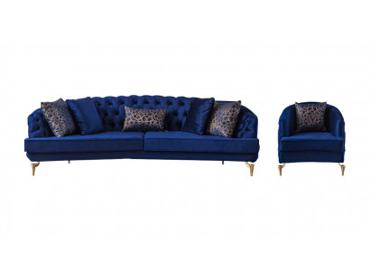 Exklusivt Chesterfield Sofa Set Designer Véiersëtzer Luxus 1-Sëtzer 2tlg