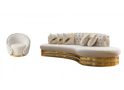 Modern Chesterfield Set Luxus Sofagarnitur Ronne Sessel 3-Sëtzer 2tlg
