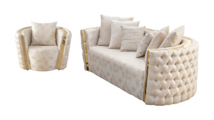Beige Wunnzëmmer Chesterfield Zweetsëtzer Luxuriéise Sëtz Fauteuil