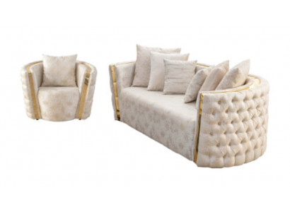 Beige Wunnzëmmer Chesterfield Zweetsëtzer Luxuriéise Sëtz Fauteuil