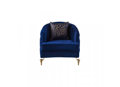 Modern Chesterfield 2x Fotell Blo Miwwelen Textil Stoff Wunnzëmmer Neit