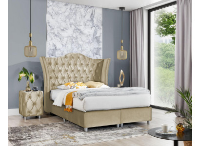 Luxus-Schlofkummer Polsterbett 2x Nuetsdëscher Bett 3stéck Set Design Ariichtung