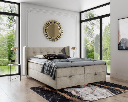 Einrichtung Schlofkummer Polsterbett Luxus Boxspringbett Duebel Design Miwwelen