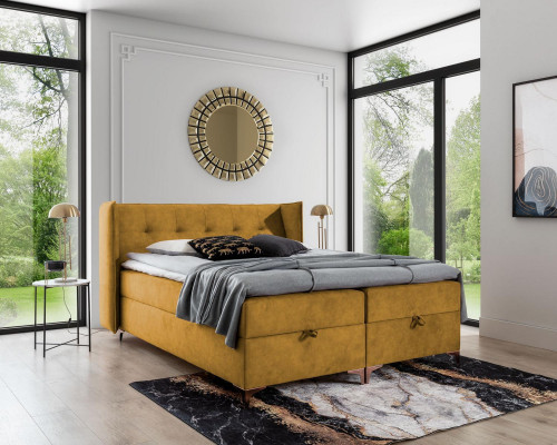 Bett 160x200cm Luxus Design Miwwelen Schlofzëmmer Boxspringbett Duebel Neit